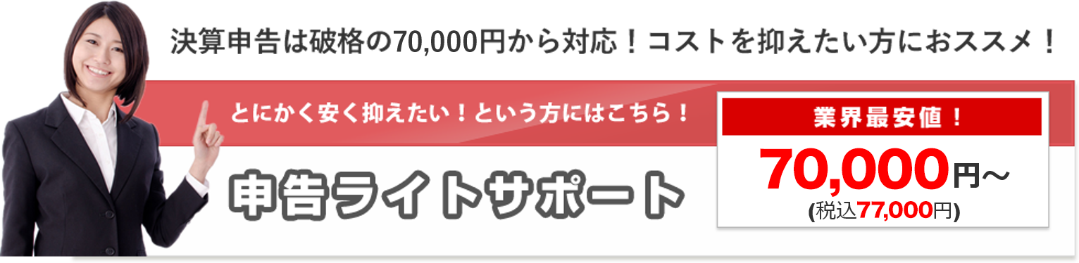 申告ライトサポート　業界最安値　59,800円～